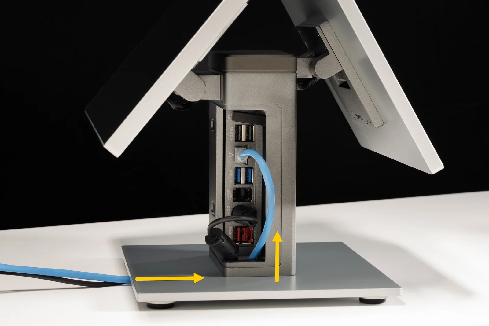 GC26 stand showing cable routing and rear connections